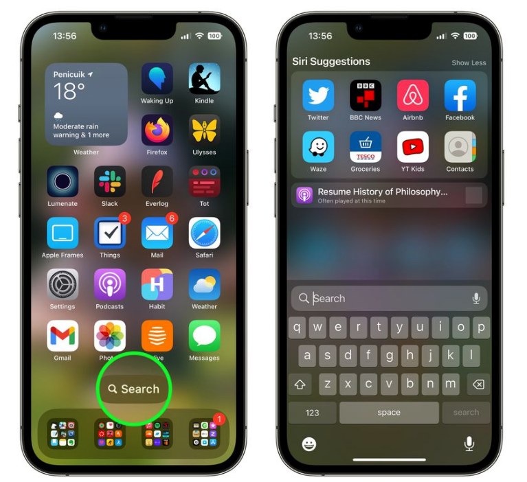 雅安苹果手机维修分享升级到 iOS 16 后，如何删除主屏幕上的搜索按钮 