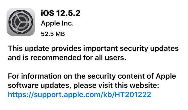 雅安苹果手机维修分享iOS12.5.2发布，建议所有老苹果用户安装 